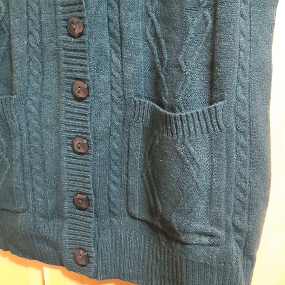 Comfy Blue Teal Sleeveless Button-Down Layering Sweater Vest NWT - Picture 6 of 6